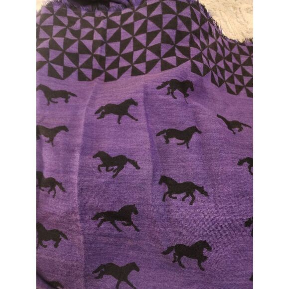 BeckSonderGaard  purple horse silk wool scarf - Picture 4 of 4